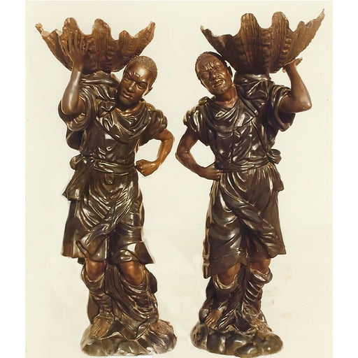 Pair of Blackamoors with Shells- Bronze Statues