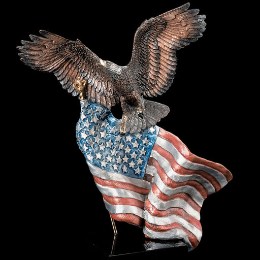 Reaching Higher Eagle with American Flag Sculpture by Kitty Cantrell