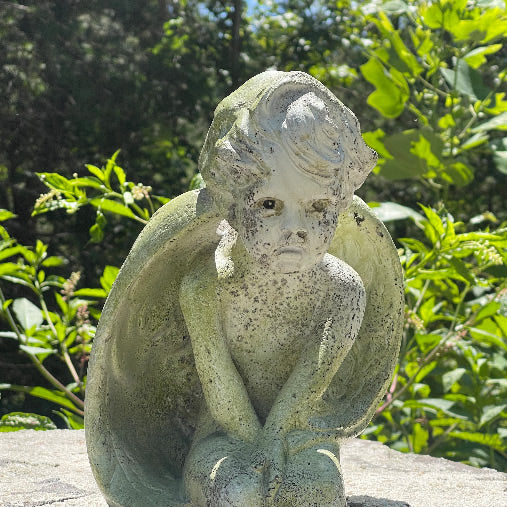 Sitting Cherub Garden Statue 15 Inch