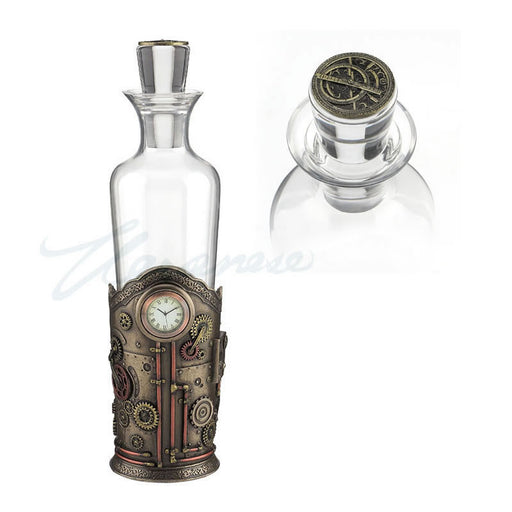 Steampunk Spirit Decanter with Clock