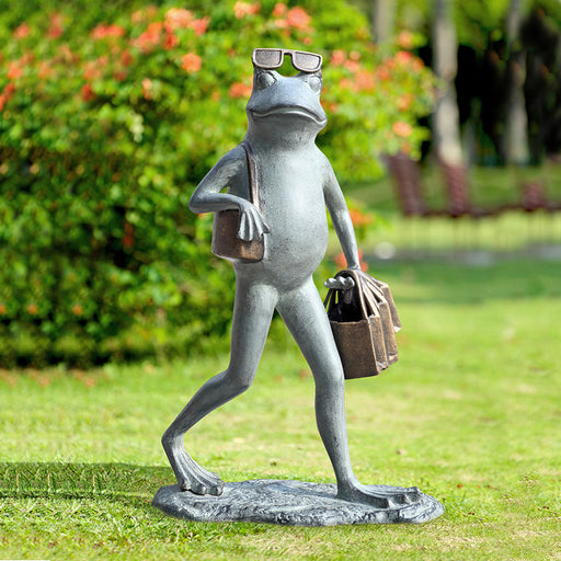 Suave Shopper Frog Garden Sculpture by San Pacific International/SPI Home