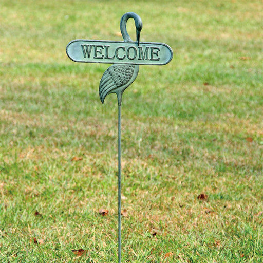 Welcoming Crane Garden Sign Stake by San Pacific International/SPI Home
