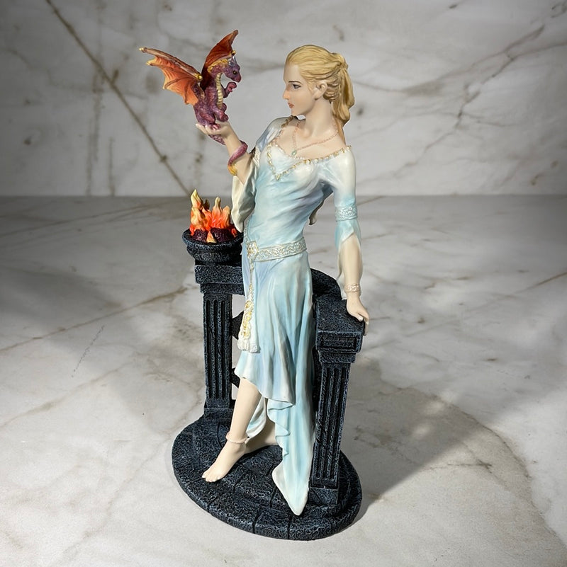 dragon and gothic women art statue 
