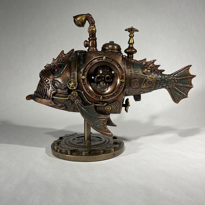 steampunk statue fish