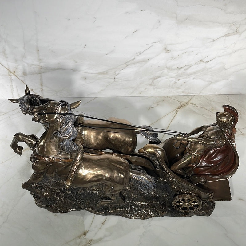 roman chariot statue bronze 