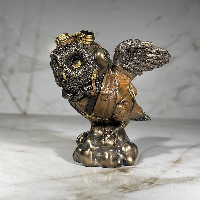 Steampunk Ace Aviator Owl Statue