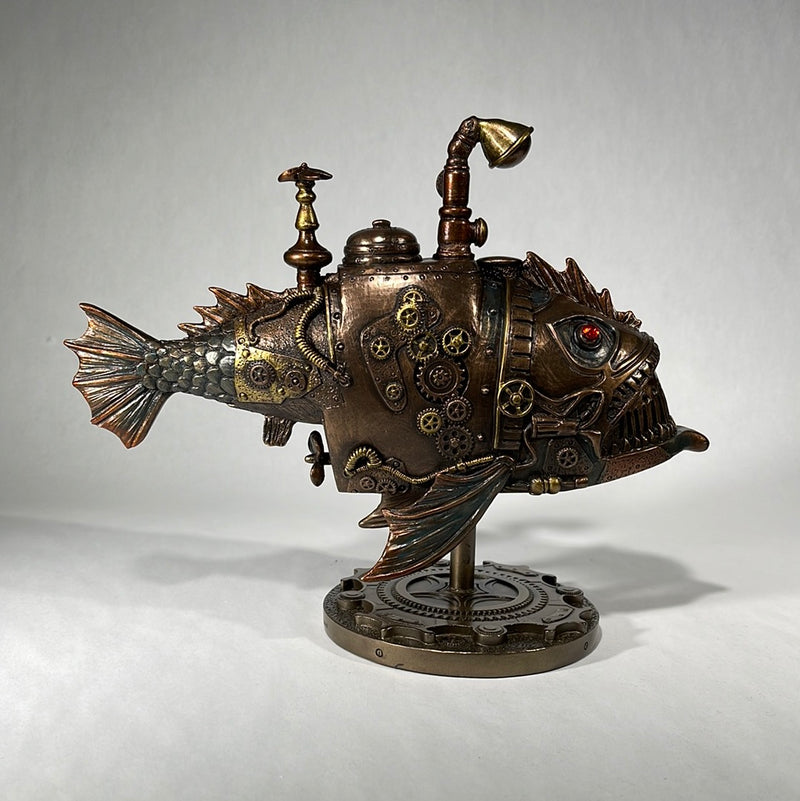 steampunk fish submarine statue