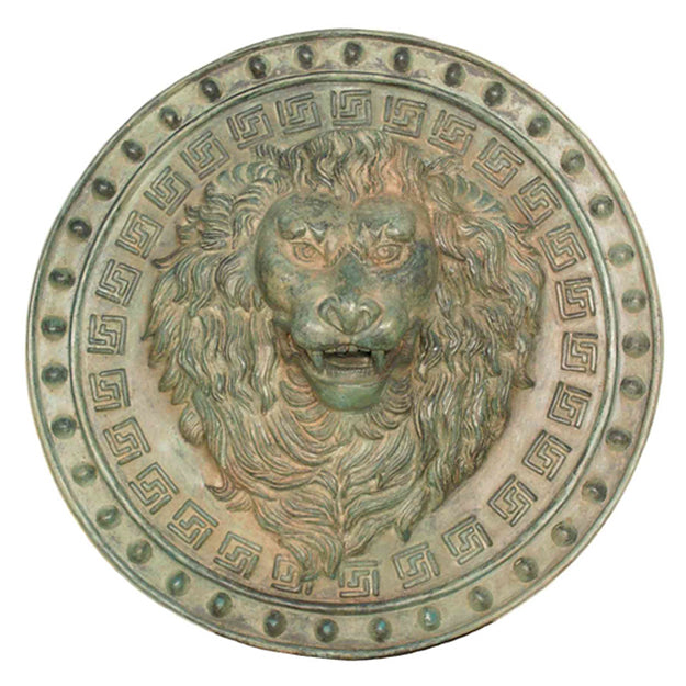 Lion Head Round Medallion Wall Fountain Spitter-Antique Green