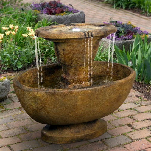 Alfresco Fountain with Plume Light- Cast Stone