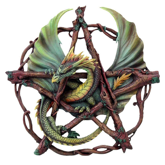 Forest Pentagram & Dragon Wall Plaque by Anne Stokes