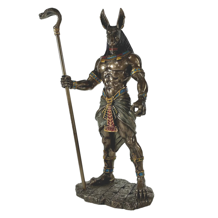 Anubis Holding Cobra Head Scepter Statue
