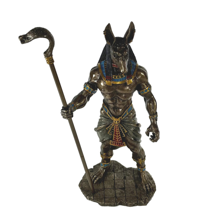 Anubis Holding Cobra Head Scepter Statue