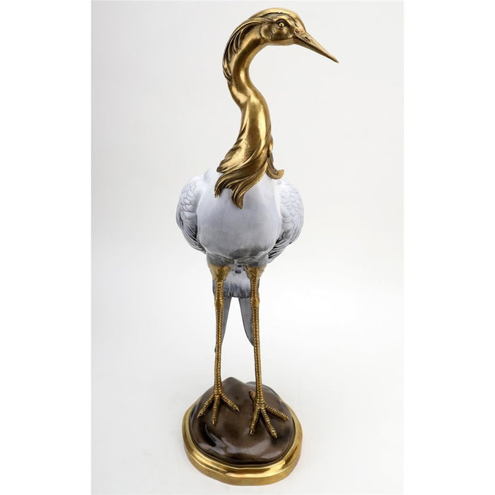 Art Deco Style Egret Sculpture-Porcelain & Bronze
