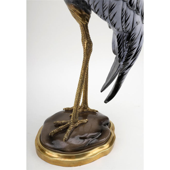 Art Deco Style Egret Sculpture-Porcelain & Bronze