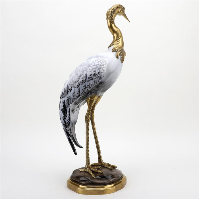 Art Deco Style Egret Sculpture-Porcelain & Bronze