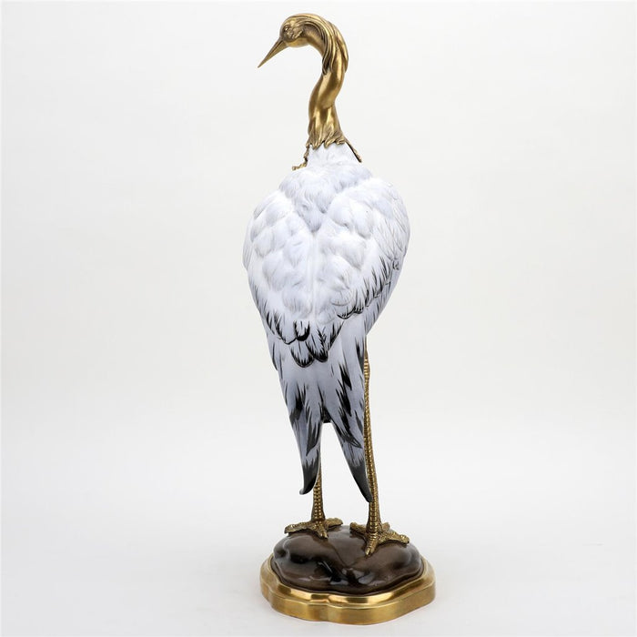 Art Deco Style Egret Sculpture-Porcelain & Bronze