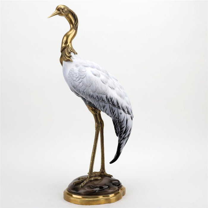 Art Deco Style Egret Sculpture-Porcelain & Bronze