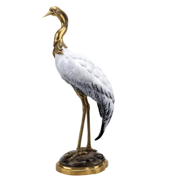 Art Deco Style Egret Sculpture-Porcelain & Bronze