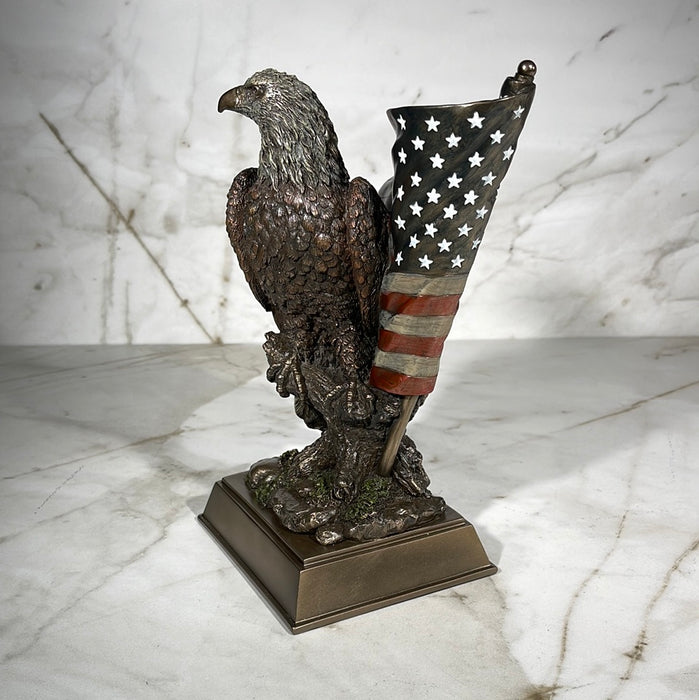 Eagle with American Flag Sculpture 