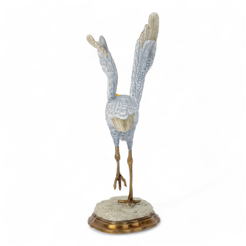 Great Blue Heron Sculpture II-Porcelain & Bronze