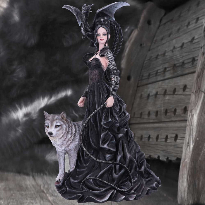 Bellamaestra Fairy and Wolf Statue by Nene Thomas