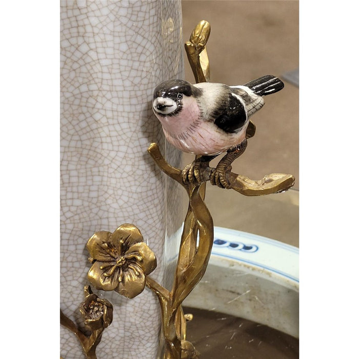 Bird & Butterfly Masterpiece Vase-Porcelain & Bronze