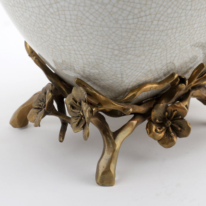 Bird & Butterfly Masterpiece Vessel-Porcelain & Bronze