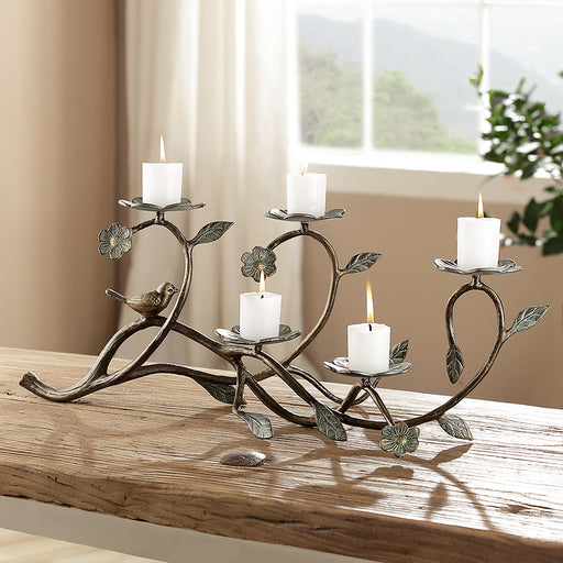 Bird and Flowers Candelabra- 5 Candle