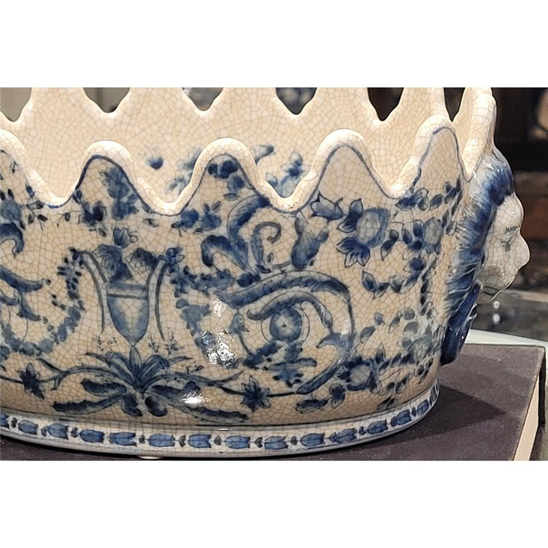Blue Azure Casey Cachepot Planter-Porcelain