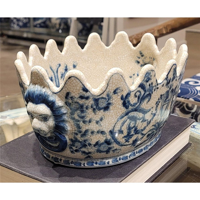 Blue Azure Casey Cachepot Planter-Porcelain