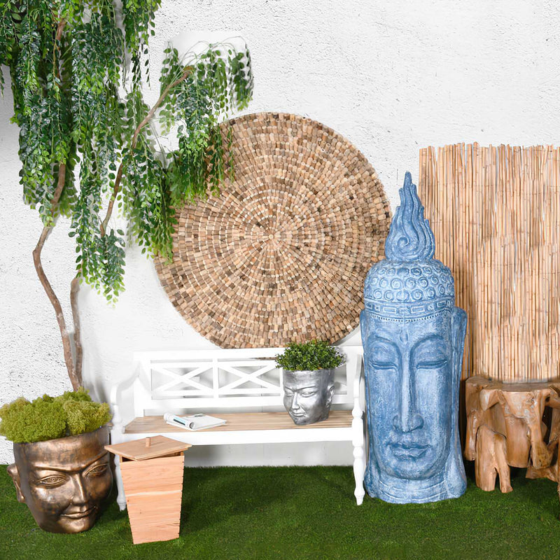 Blue Buddha Bust Floor Sculpture
