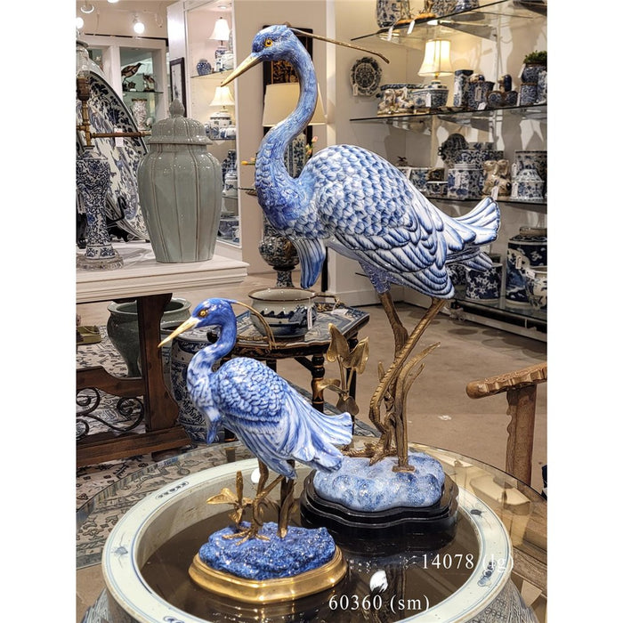 Blue Heron Sculpture-Porcelain & Bronze