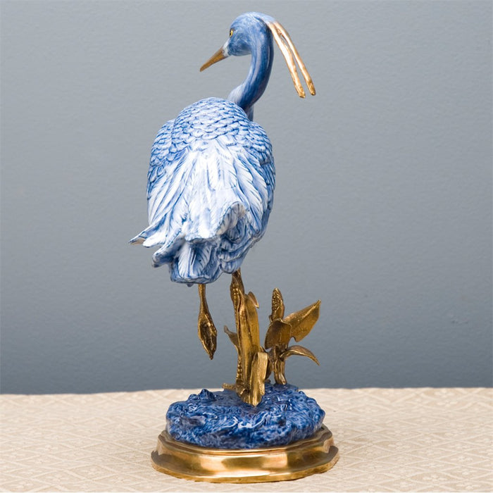 Blue Heron Sculpture-Porcelain & Bronze