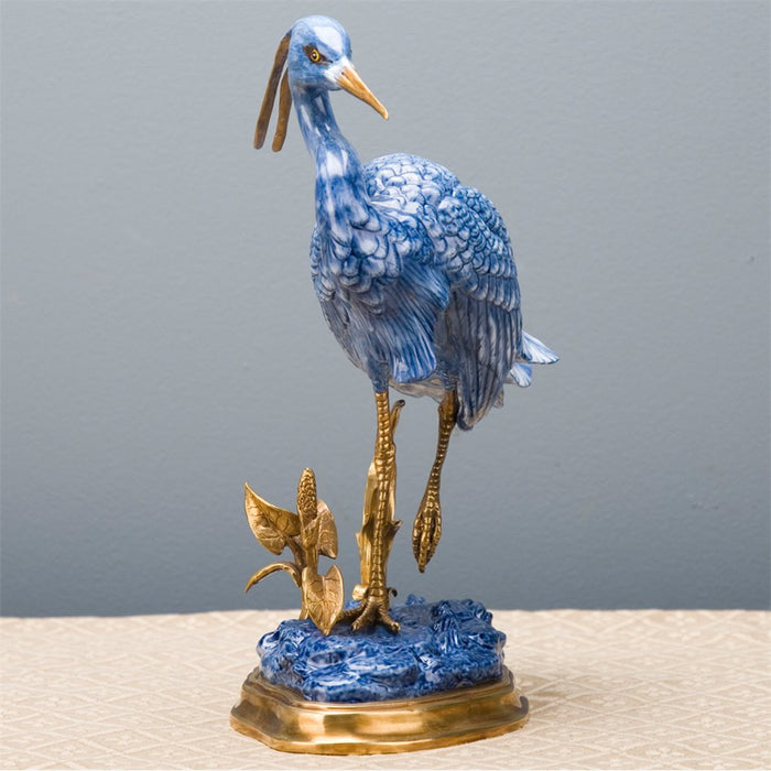 Blue Heron Sculpture-Porcelain & Bronze