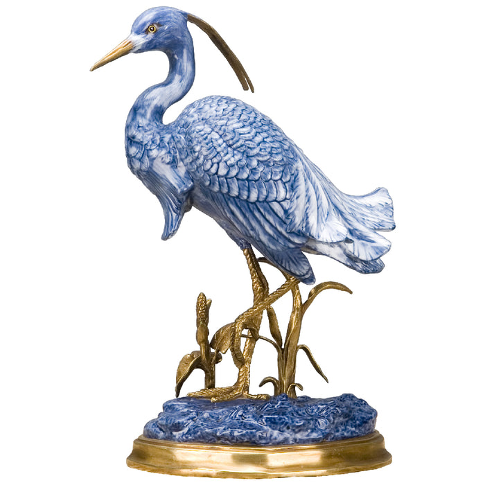 Blue Heron Sculpture-Porcelain & Bronze