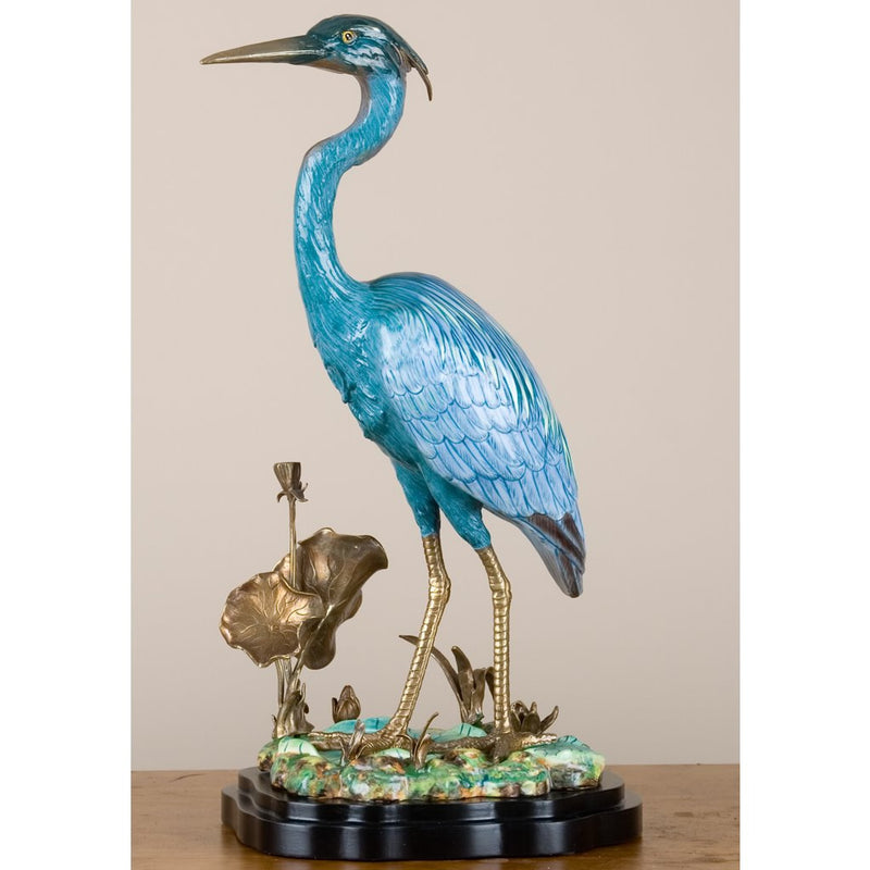 Blue Heron Sculpture-Porcelain & Bronze