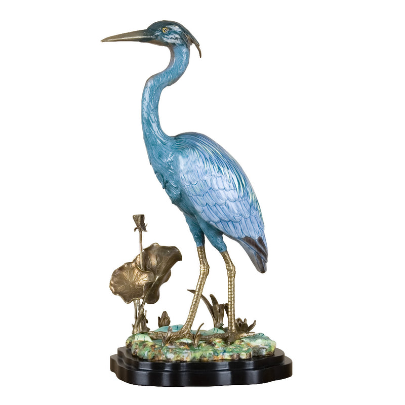 Blue Heron Sculpture-Porcelain & Bronze