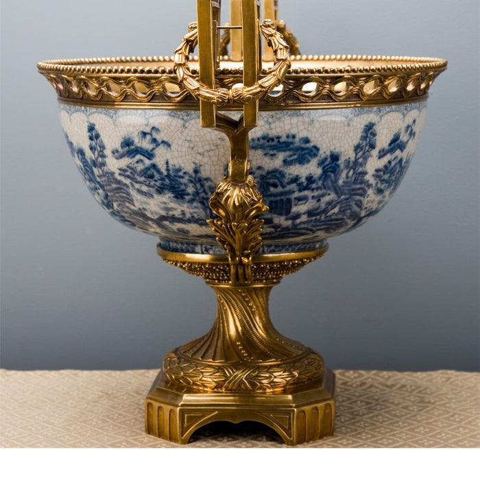 Blue & White Masterpiece Vase-Porcelain & Bronze