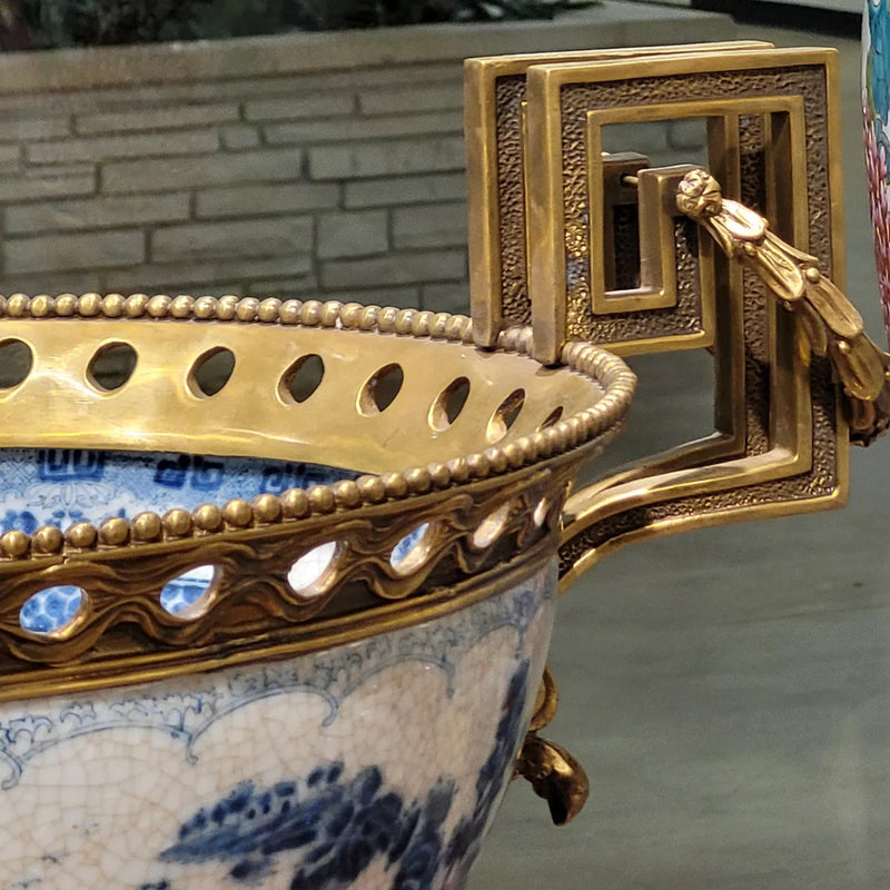 Blue & White Masterpiece Vase-Porcelain & Bronze