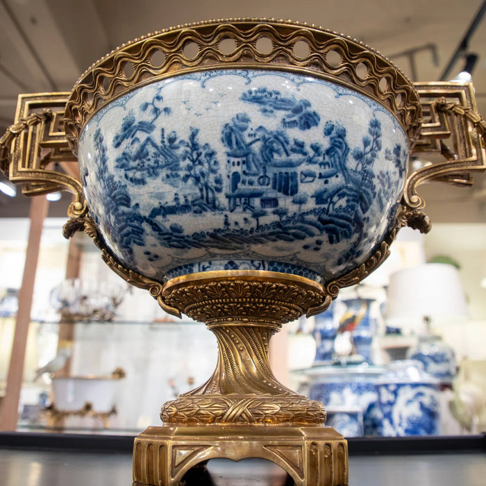 Blue & White Masterpiece Vase-Porcelain & Bronze