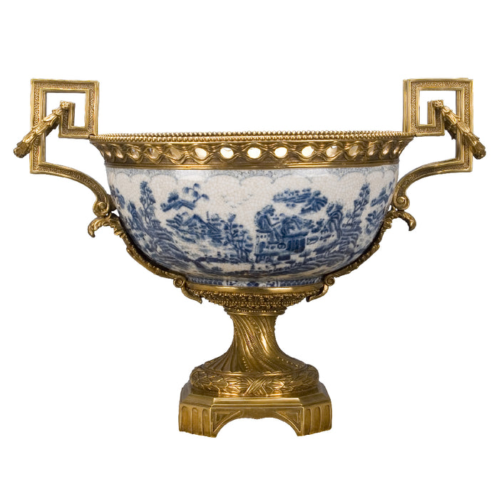 Blue & White Masterpiece Vase-Porcelain & Bronze