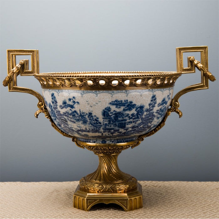 Blue & White Masterpiece Vase-Porcelain & Bronze