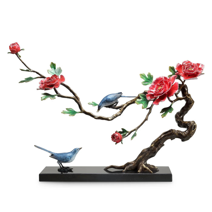 Bluebirds on Cherry Blossom Branch Sculpture