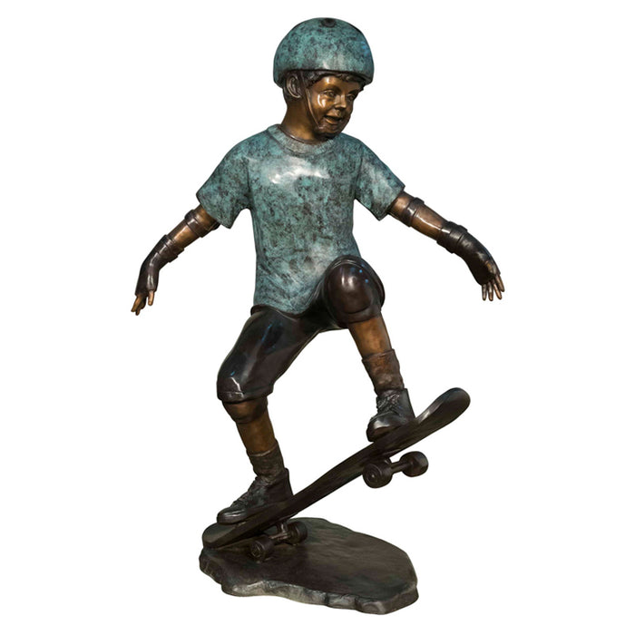 Boy Skateboarding Bronze Sculpture