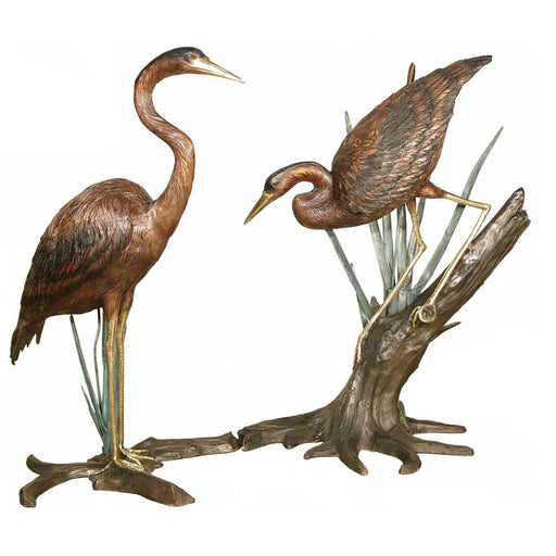 Bronze Heron Garden Sculptures