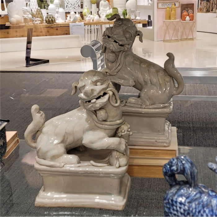 Celadon Porcelain Foo Dogs Statue Set of 2