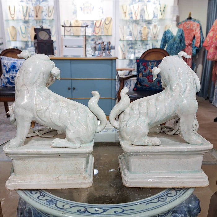Celadon Porcelain Foo Dogs Statue Set of 2