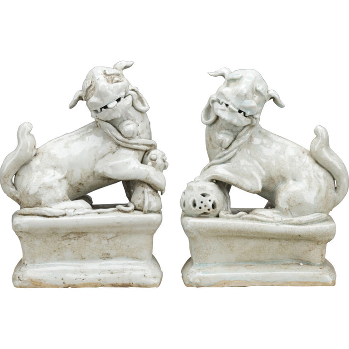 Celadon Porcelain Foo Dogs Statue Set of 2