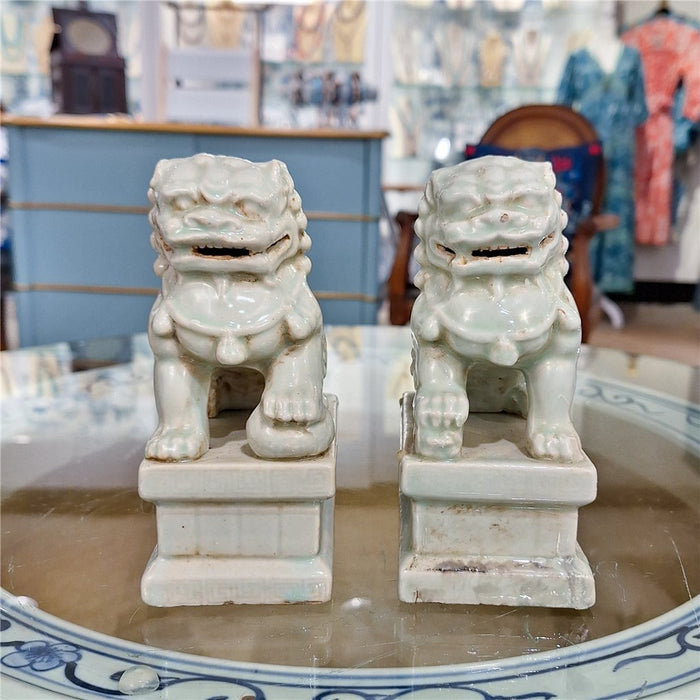 Celadon Porcelain Foo Dogs Statue Set