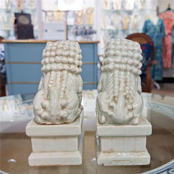 Celadon Porcelain Foo Dogs Statue Set
